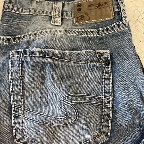 Silver Jean Co Zac Baggy Jeans Mens W38L30 Blue White Washed Denim Leg Loose - Picture 2 of 7